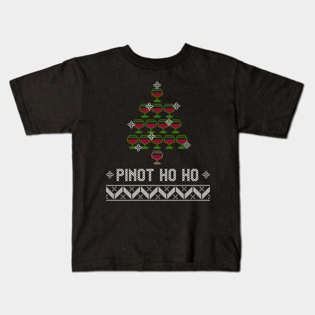 Wine Lover Ugly Christmas Pinot Wine Glass Festive Tree Kids T-Shirt by YourGoods